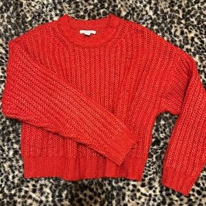 American Eagle Outfitters Red Chunky Crewneck Sweater